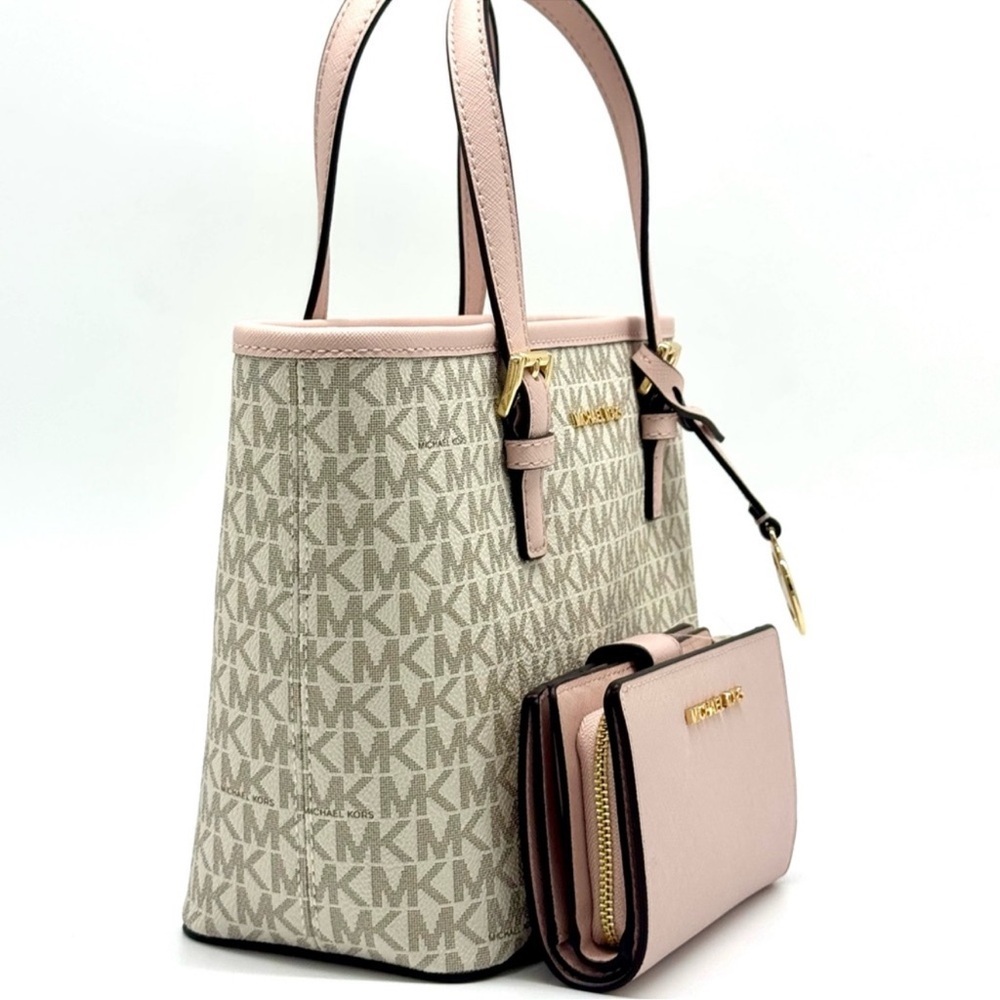 Michael Kors Jet Set Travel XS Logo Top-Zip Tote Bag & Matching Bifold Wallet - Picture 4 of 13